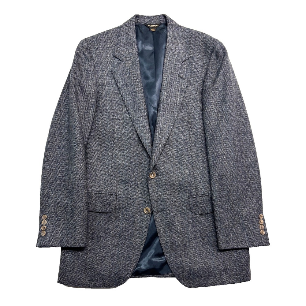 vtg Gray Herringbone Tweed 40R Blazer Jacket Sport Coat‎ USA 100% Wool Scotland